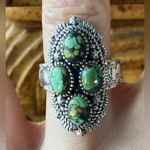 Real Turquoise Sterling Silver Kokopelli Ring Size 7